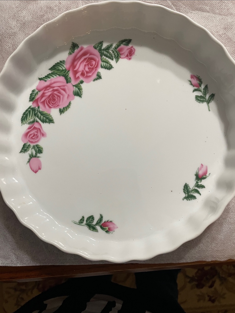 Chritineholm Pink Rose porcelain Baking dish with pink roses and green leafs. 9’